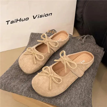 Xajzpa Shoes Ladies' Slippers Slipers Women Butterfly-Knot Cover Toe 2025 Summer Flat Mary Janes Butterfly-knot Slides Shoes Woman 2025